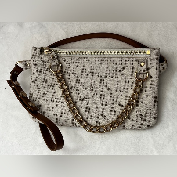 MICHAEL KORS Women\'s MK Signature White Vanilla BELT BAG Pouch Funny Pack Size M main image 11